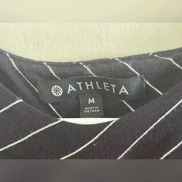 ATHLETA Black White Size Medium Sleeveless Jersey Knit Striped Tank Midi… - Picture 9 of 10